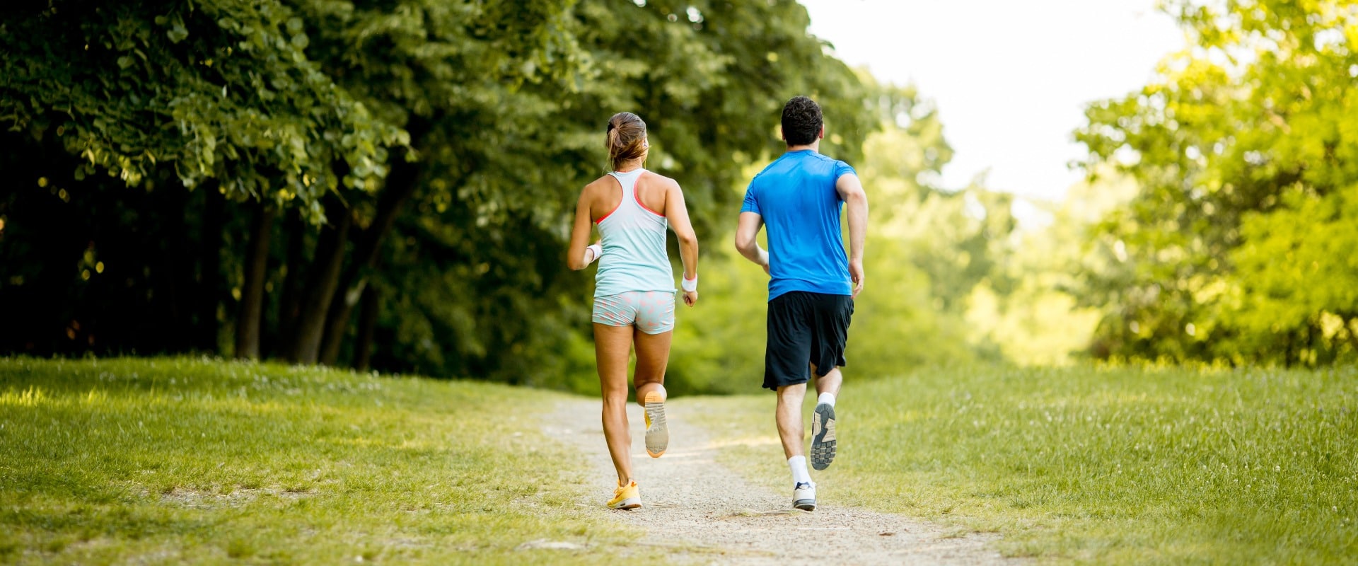 Young couple running